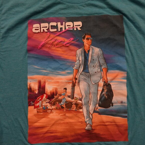 Archer Vice Graphic T-Shirt Men’s Large Teal FX Networks Retro TV Tee - Picture 2 of 6